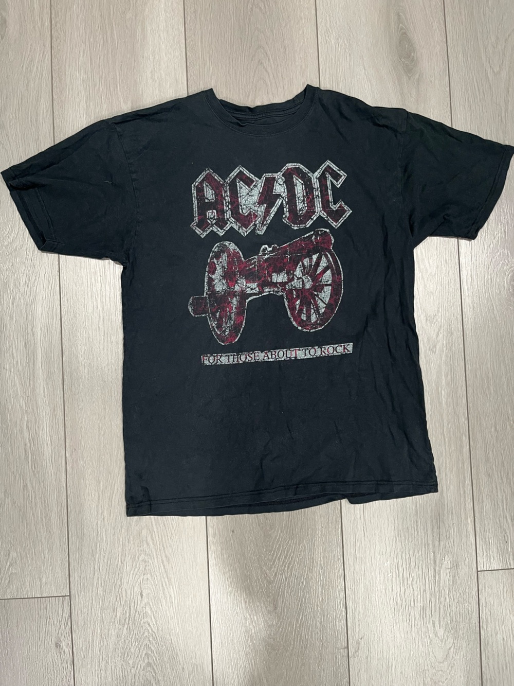 AC/DC ‘For Those About To Rock’ Black Tee with Red and White Cannon Graphic